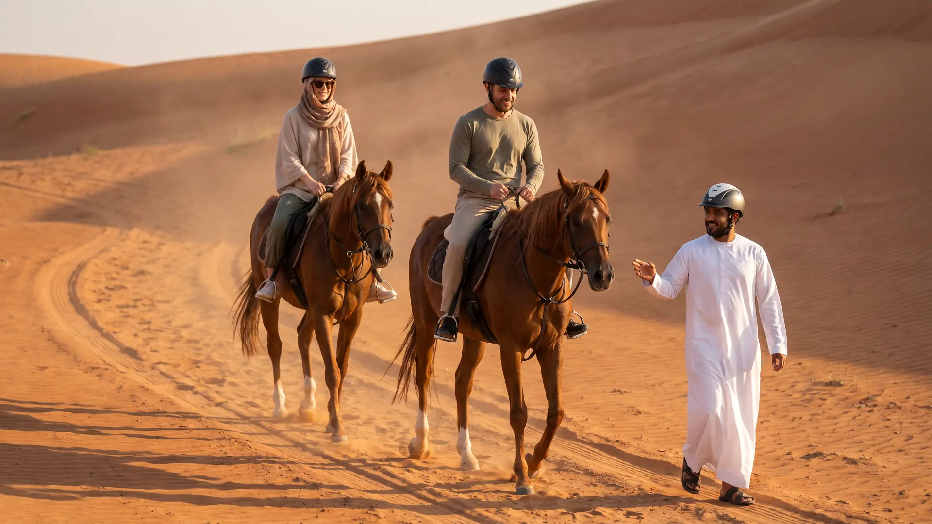 Guided horse riding trail through the desert outside Dubai