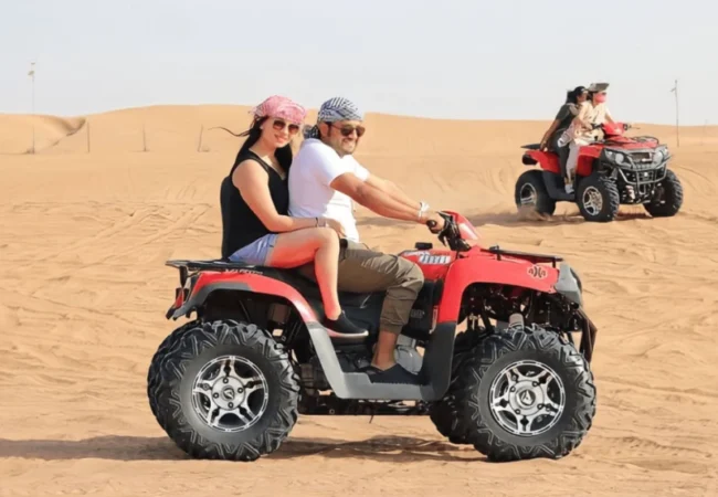 Yamaha 400cc double-seat quad bike for two riders in the Dubai desert